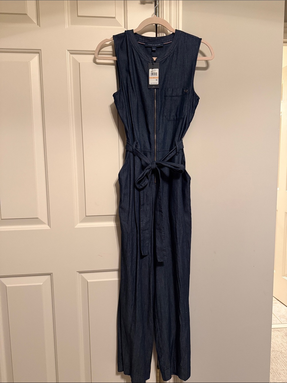 Tommy Hilfiger Navy Sleeveless Zip-Front Jumpsuit